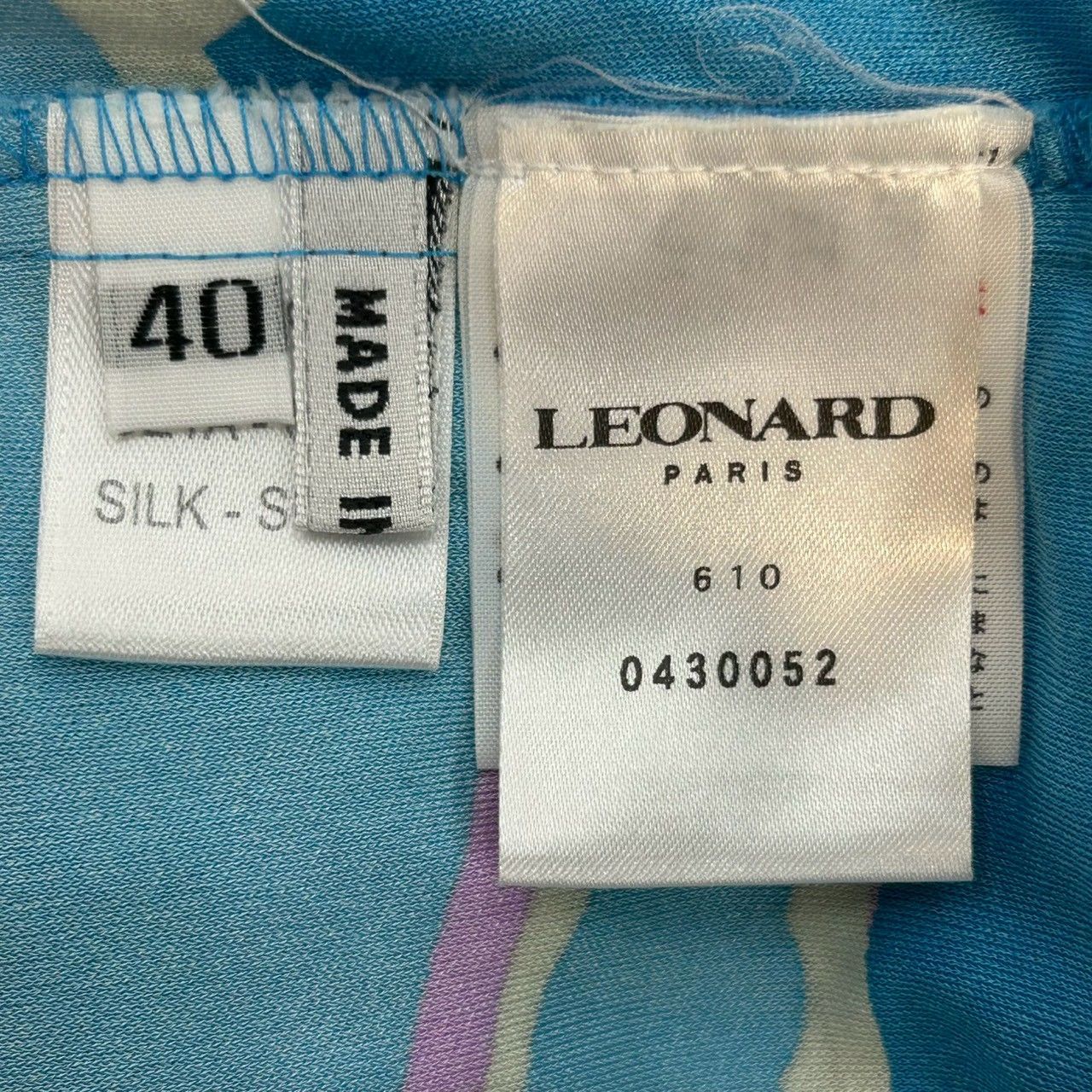 LEONARD paris レオナール 絹100％ シルクワンピース ロング丈 総柄