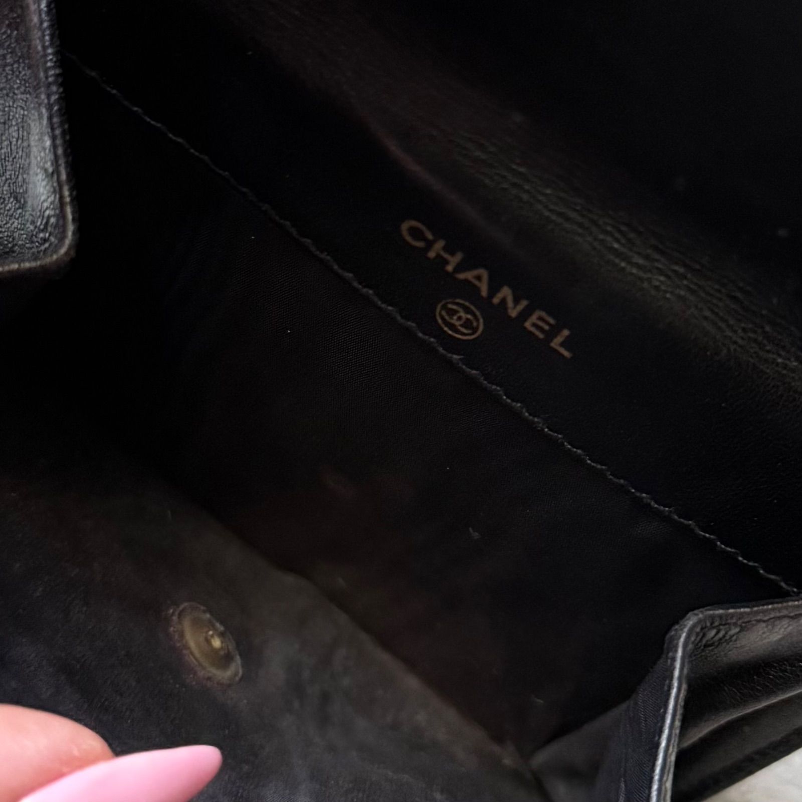 CHANEL シャネル デカココ Wホック キャビアスキン レザー 二つ折り