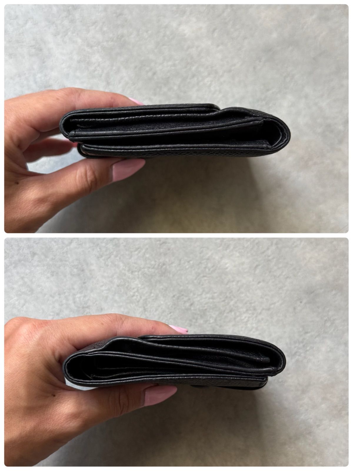 CHANEL シャネル デカココ Wホック キャビアスキン レザー 二つ折り