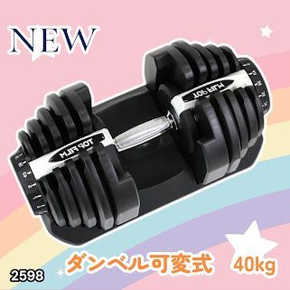 #2598 ダンベル 可変式 ライトグレー 40kg 1個 単品 多機能 5~40kg 17段階調節 分かりやすいキロ表示 安全設計 省スペース 収納可能 ※一部地域離島別途配送料有