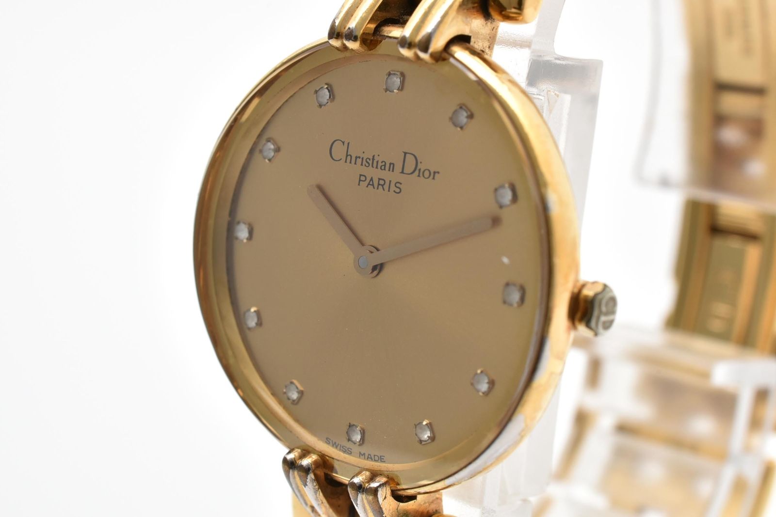 クリスチャン ディオール DIOR D46 155 AT9776 クォーツ 腕時計 ゴールド文字盤 ゴールドカラー メンズ レディース ヴィンテージ
