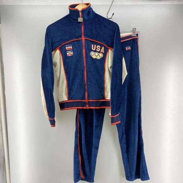【中古】80s LEVI'S モスクワ五輪 ベロア トラックセットアップ ブルー サイズS △ジップ引手壊れ、ジップ引き手欠損 [24]