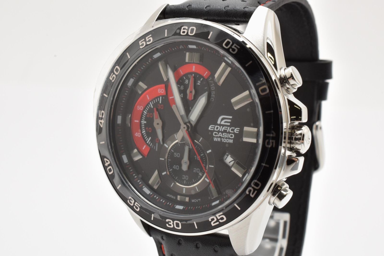 カシオ CASIO エディフィス EFV-550 クロノグラフ クォーツ 腕時計 ブラック文字盤 レザーストラップ メンズ