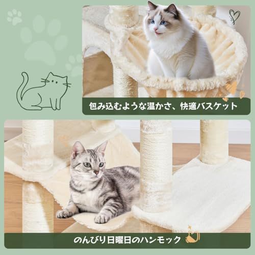 Taoqimiao キャットタワー 高さ 180cm 大型猫用 多頭飼い 特大 3 段