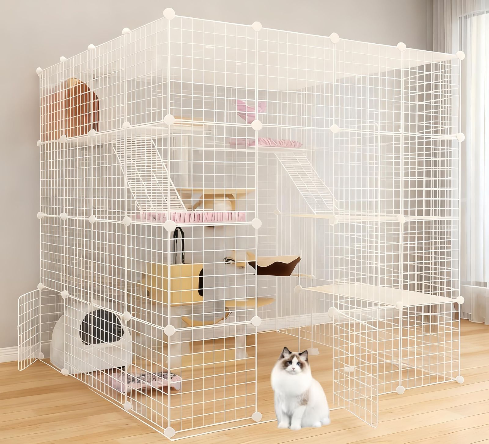 猫ケージ キャットケージ 大型 4層 4列 4行 ネコ ケージ オオガタ 脱走