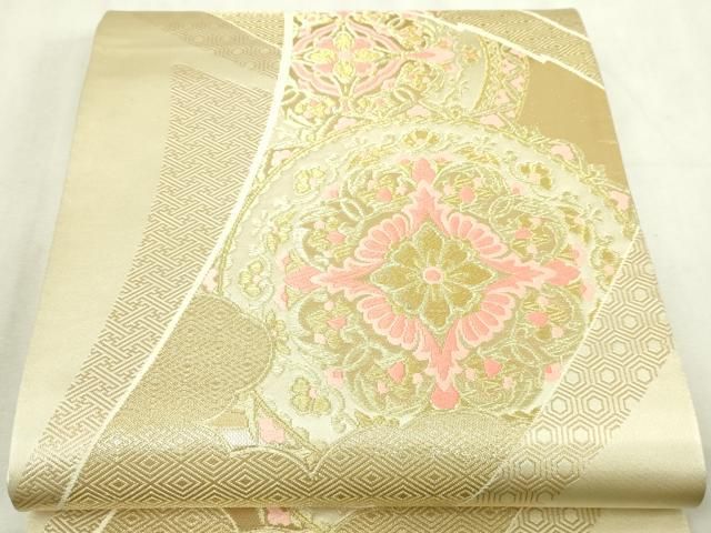平和屋本店▼六通柄袋帯　唐織　琥珀緞子　本金箔24Ｋ　正絹　逸品　DABI4593sf 11,319円