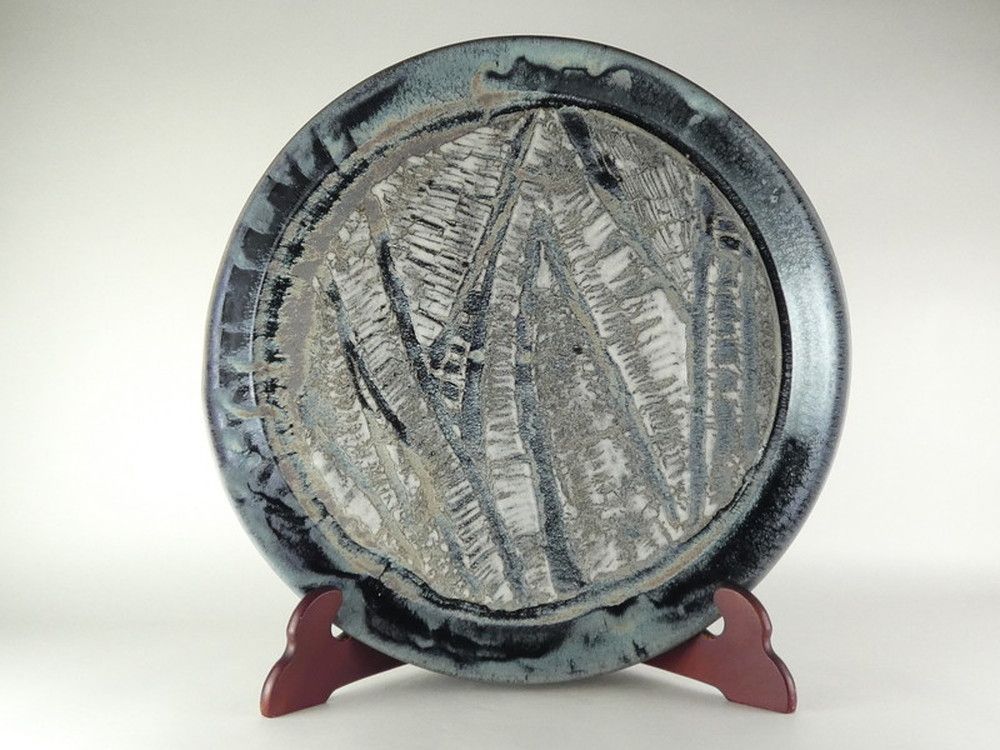 美術展出品作！約47cm 佐々木禅「鐡釉 大皿」共箱 保証品 /R(A-3) 24,282円