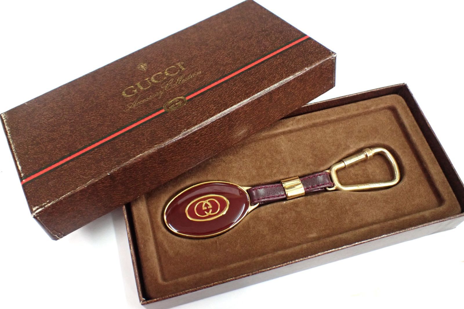 ▲GUCCI オールドグッチ ヴィンテージ キーホルダー▲箱付/バッグチャーム/インターロッキング
