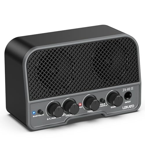 LEKATO ミニギターアンプ エレキギターアンプ 小型 2つサウンドチャンネル 充電式 5W Bluetooth 機能対応 ヘッドホンアンプ 技適認証済 AUX入力 自宅 練習用 日本語取扱説明書付き (ブラック)pms