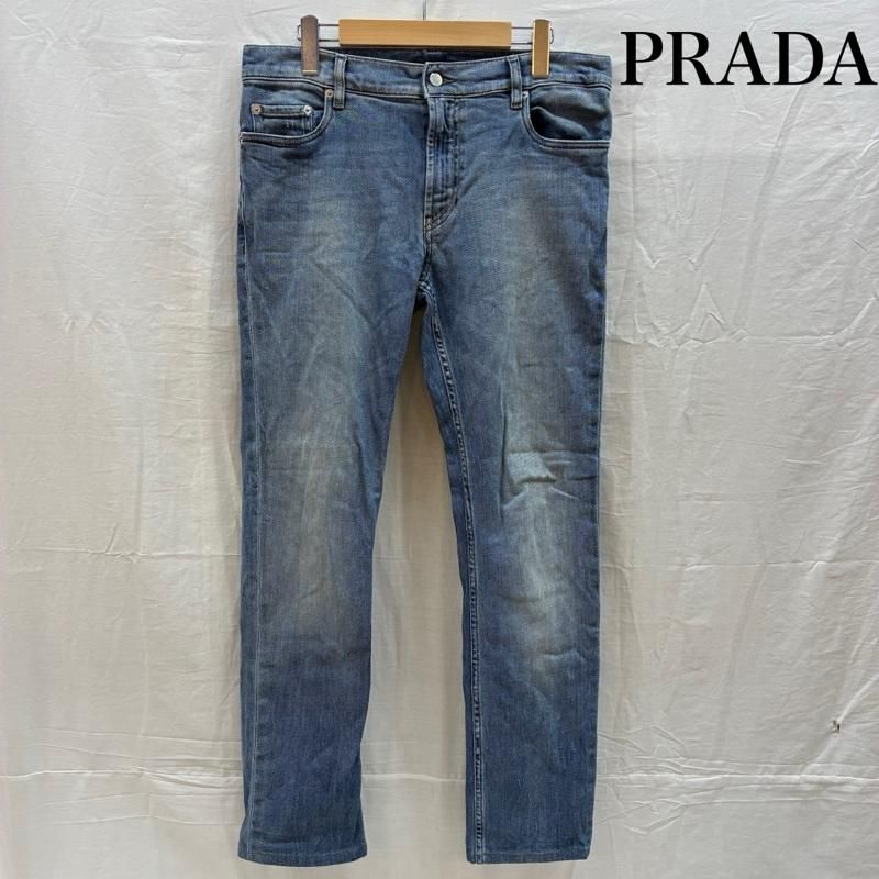 プラダ ストレッチ ストレート デニムパンツ ジッパーフライ ダメージ加工 GEP083 メンズ 34インチ ISItems【USED】【古着】【中古】50164306