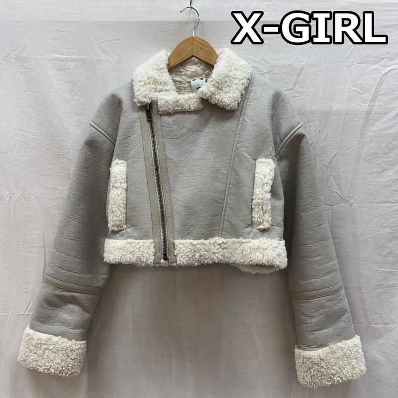 エックスガール 105234021007 クロップド丈 フェイクムートン ライダース ジャケット レディース S ISItems【USED】【古着】【中古】50164406