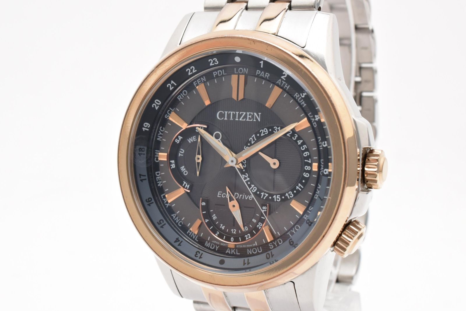 シチズン Citizen カランドリエ カレンダー エコ・ドライブ 8729-R005804 ソーラー 腕時計 ブラック文字盤 ステンレス マルチファンクション メンズ