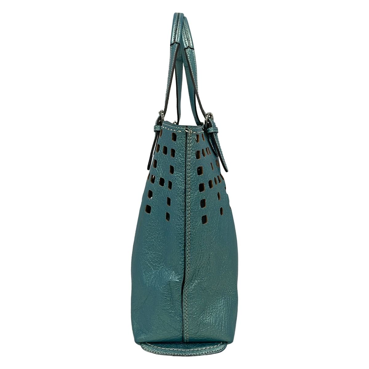 PELLE BORSA(ペレボルサ) トートバッグ - ライトブルー パンチング 