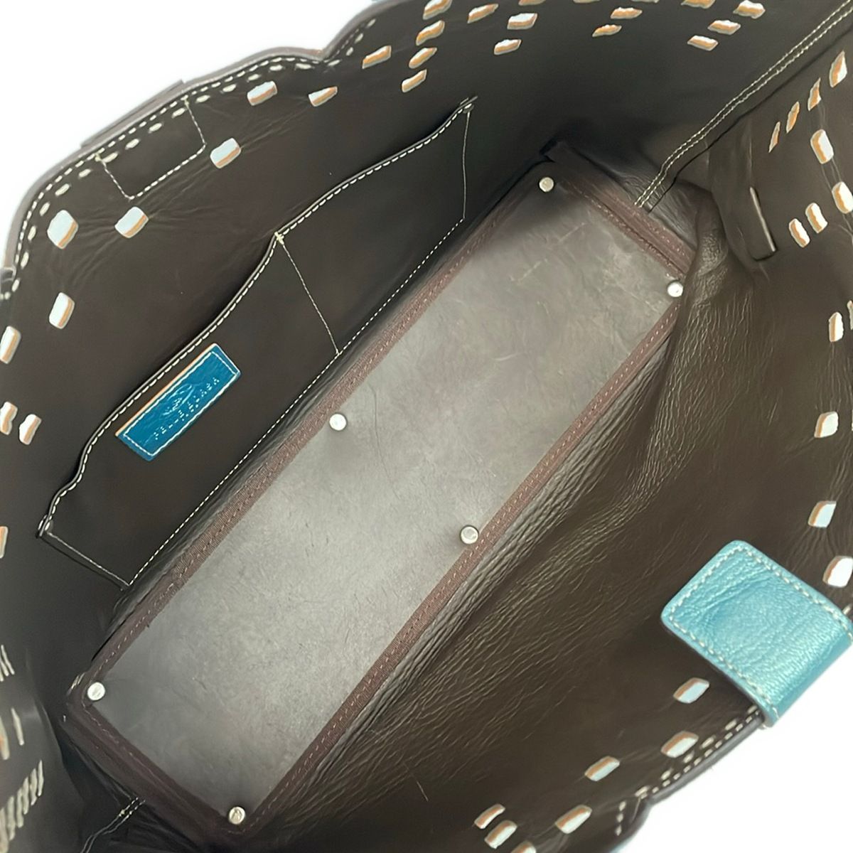 PELLE BORSA(ペレボルサ) トートバッグ - ライトブルー パンチング 