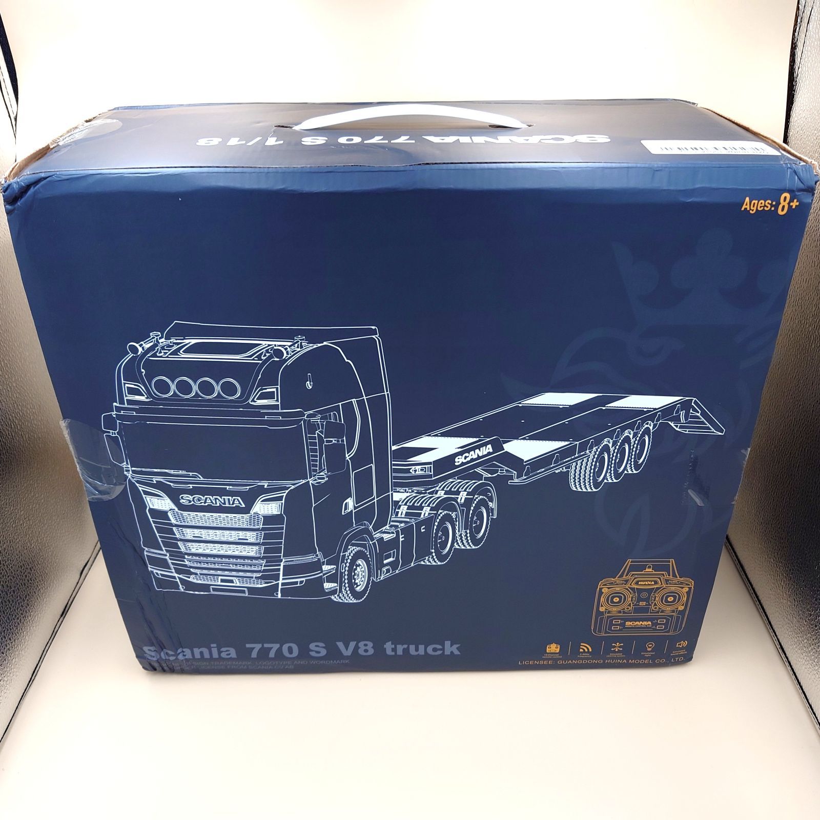 1/18 スカニア SKANIA770S & フラットベッドトレーラー シルバー フルギミック大型トラックラジコンセット完成モデル