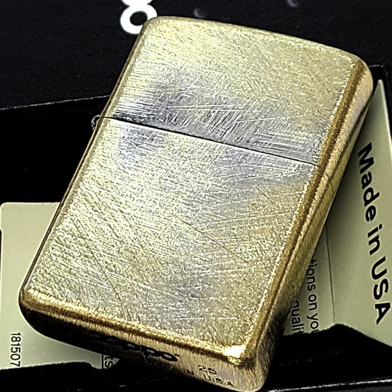 ZIPPO ライター アンティークゴールド ブラス ユーズド加工 おしゃれ シンプル ヴィンテージ加工 金 ビンテージ風 メンズ かっこいい ギフト プレゼント