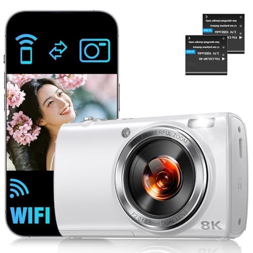 ms8K デジカメ wifi対応 デジタルカメラ 8800万画素 8K動画 前後カメラ オートフォーカス HDR 自撮りカメラ 6軸手ぶれ補正 2.8インチタッチパネル 夜景 30枚連写 誕生日 vlog ユーチューバー プレゼント 白 68122d71