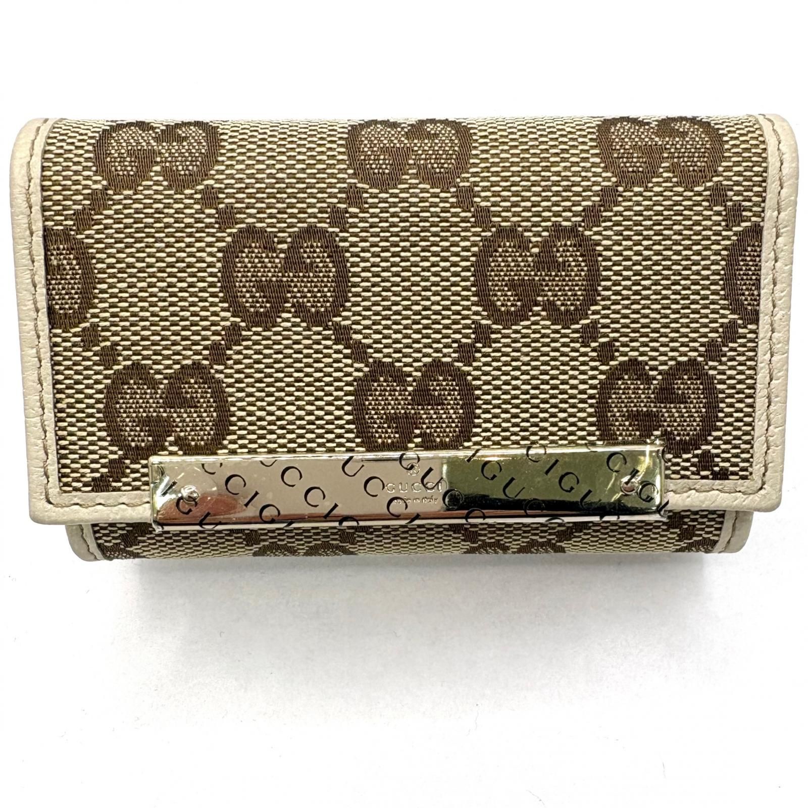 GUCCI グッチ GG 6連キーケース ベージュ/アイボリー キャンバス