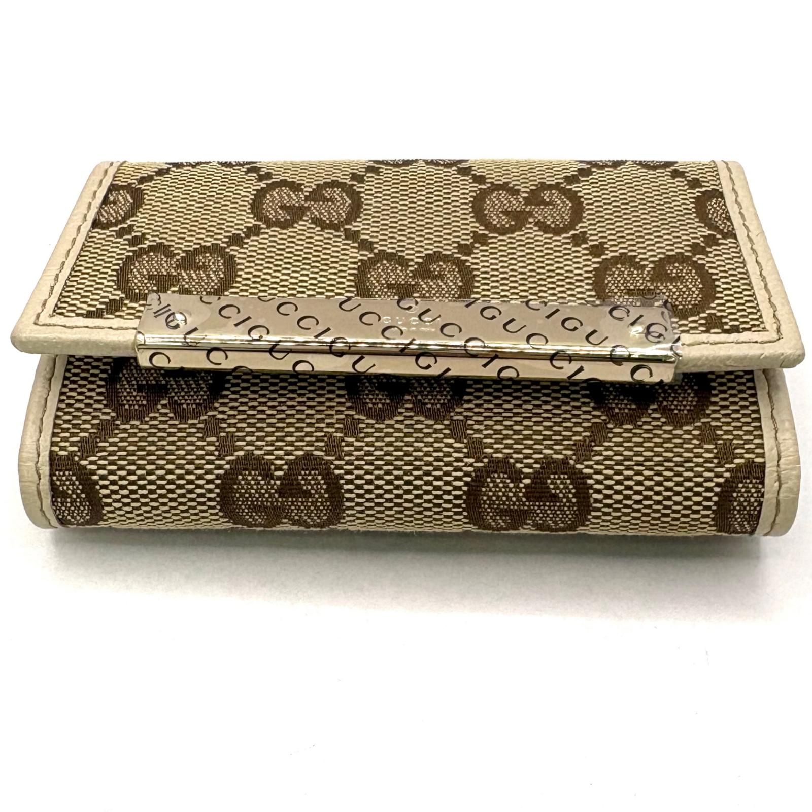 GUCCI グッチ GG 6連キーケース ベージュ/アイボリー キャンバス