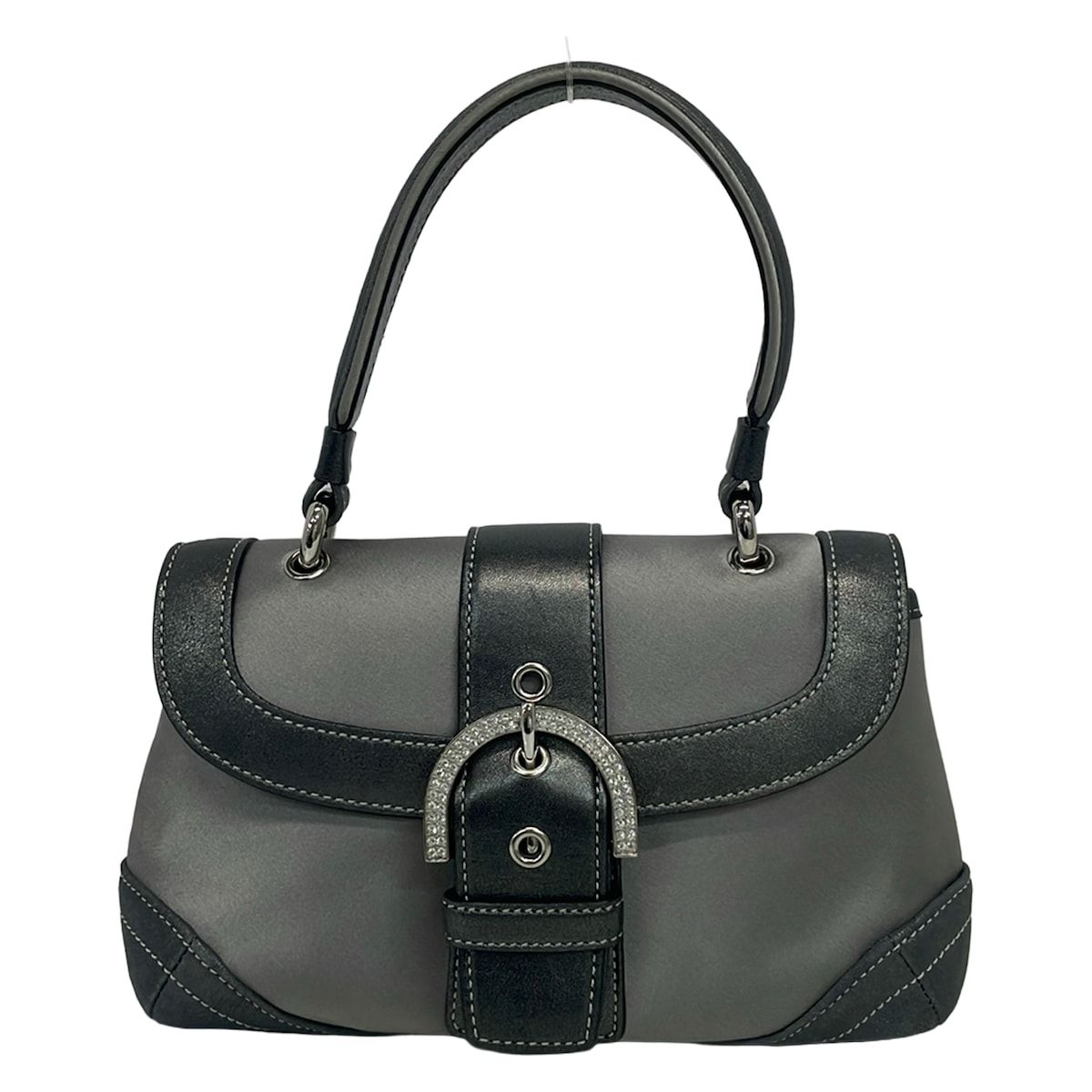 COACH(コーチ) ハンドバッグ マディソン サテン ミニトップ 8975 グレー×ダークグレー ラインストーン/リボン