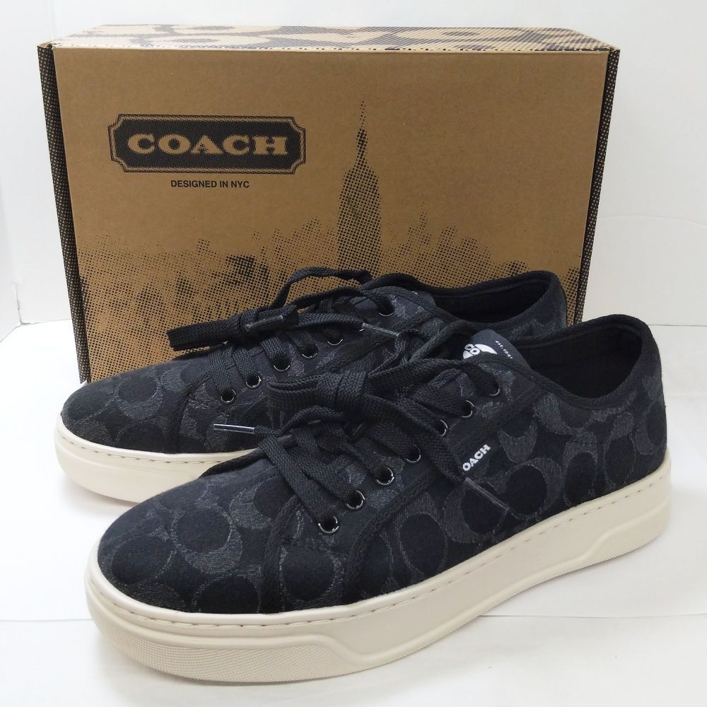 COACH コーチ DENIM SNKR BLACK CCW06 メンズ スニーカー サイズ:約26cm シグネチャー 中古 保管品 開封済/未使用 ■質屋 かんてい局 金沢バイパス店■B26-1472