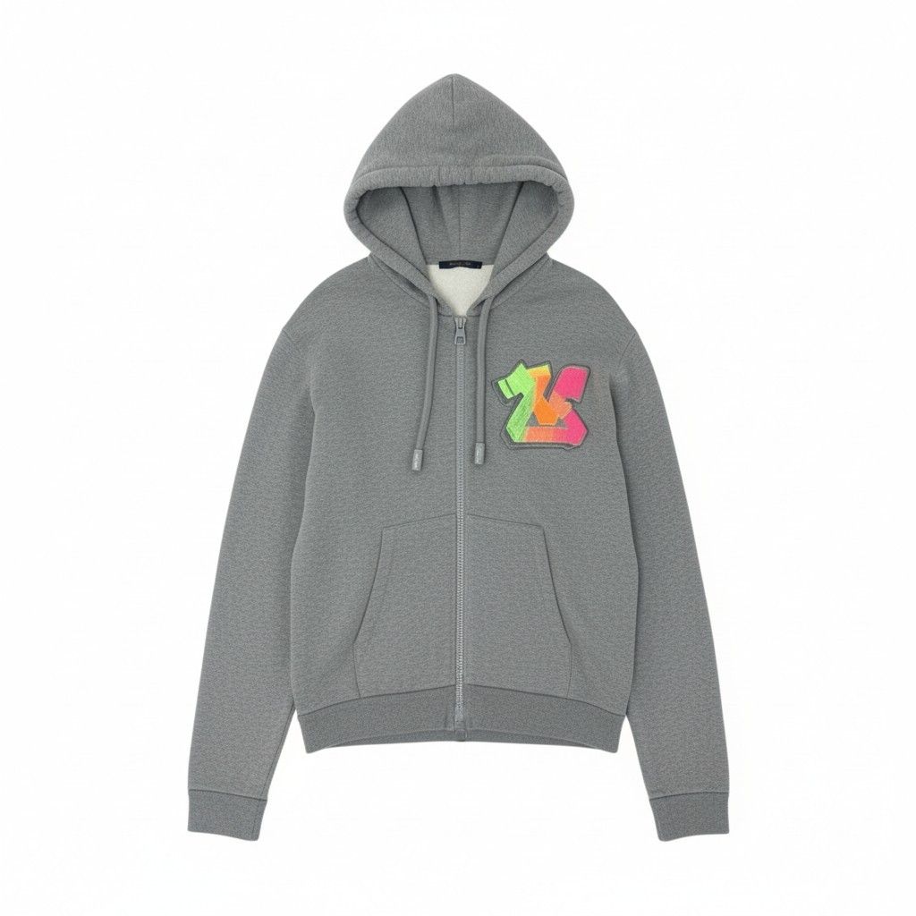 15Ⅼ1 【美品】LOUIS VUITON ルイヴィトン 3DLVグラフィティエンブロイダード ジップフーディー 22年 トップス RM222M UYR HNY24W XLサイズ グレー メンズo07t