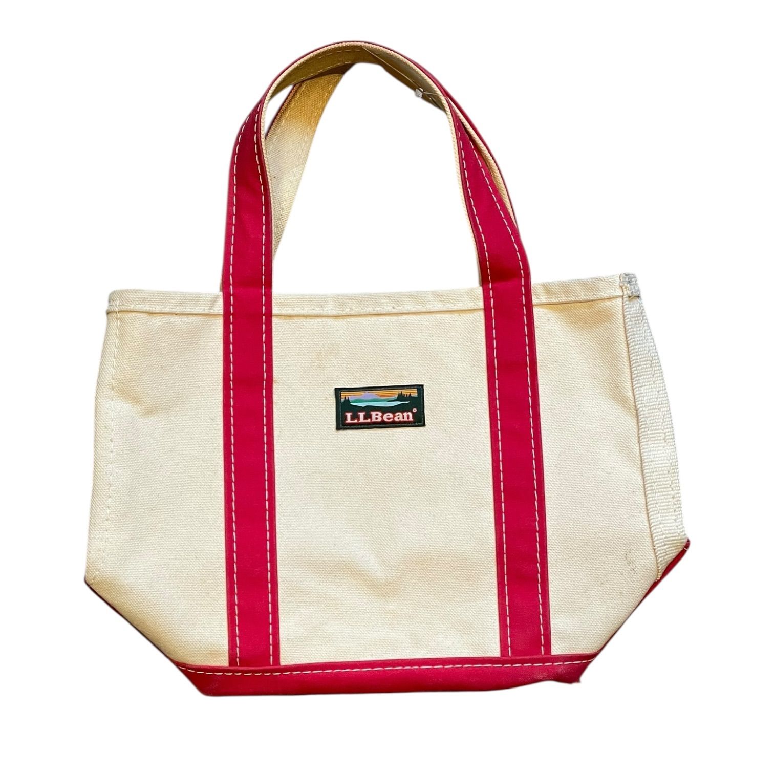 USA製 L.L.Bean Medium Tote Bag 中 ベージュ赤 エルエルビーン ビーントート アメリカ製 8,495円
