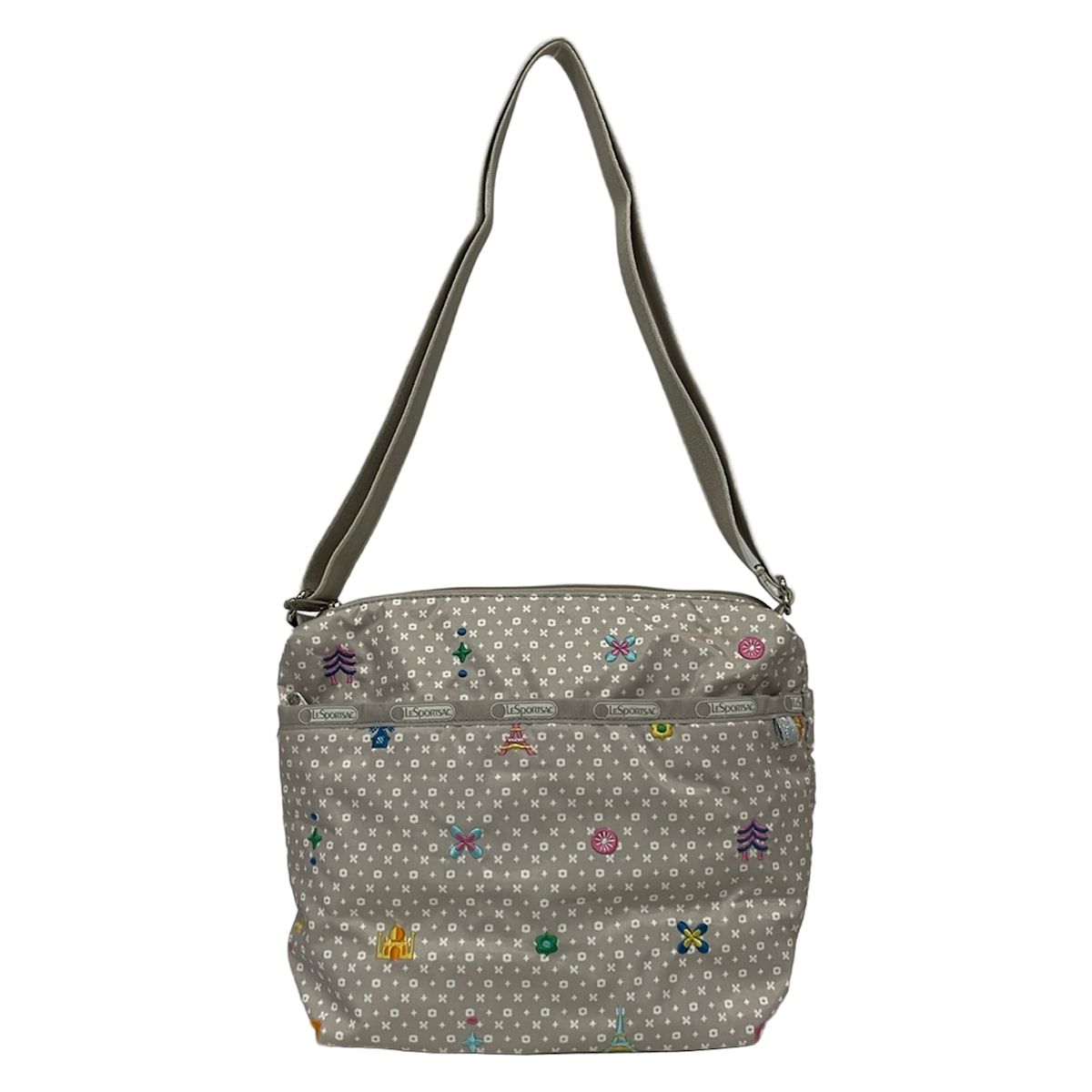 LESPORTSAC(レスポートサック) ショルダーバッグ新品同様 - ベージュ×アイボリー×マルチ It`s a Small World/刺繍