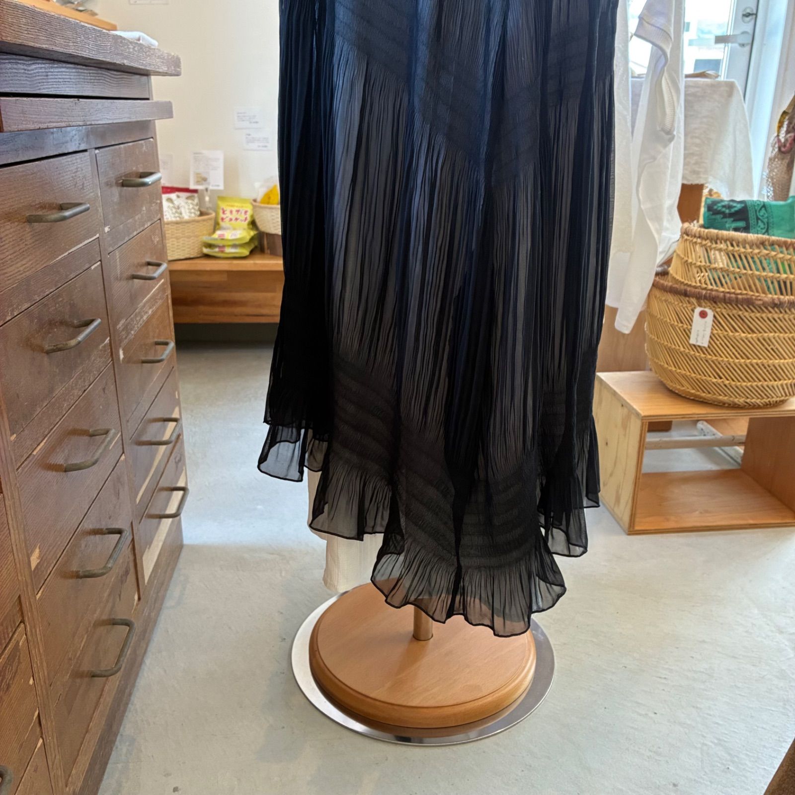 エイココンドウ EIKOKONDO ロングジレ 黒 ブラック 透け感 MADEINJAPAN