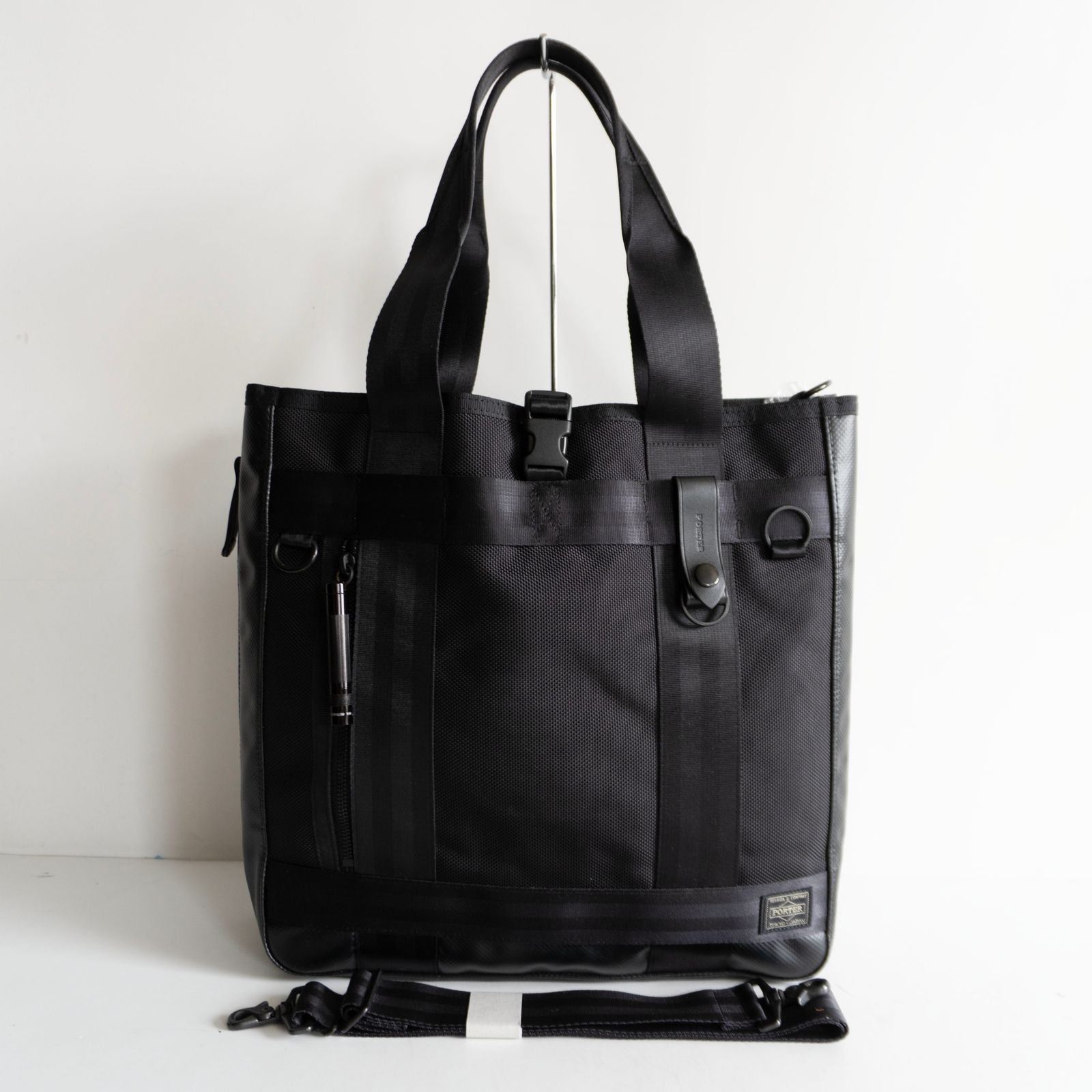 【美品】PORTER 【ヒート 2way トートバッグ 拡張型】 ポーター ブラック ショルダーバッグ HEAT BAG 26070627