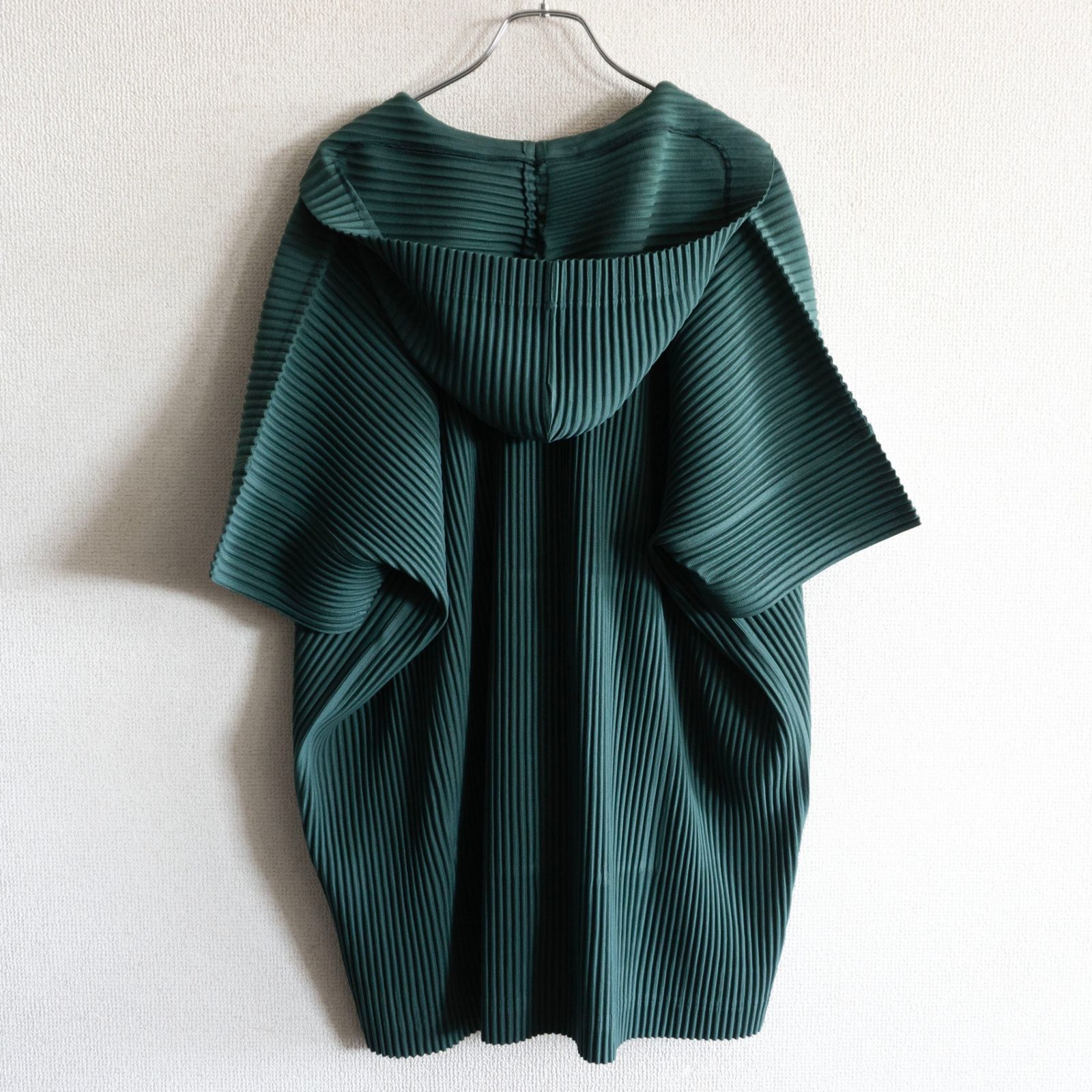 美品】 HOMME PLISSE ISSEY MIYAKE【プリーツ パーカー】2 グリーン