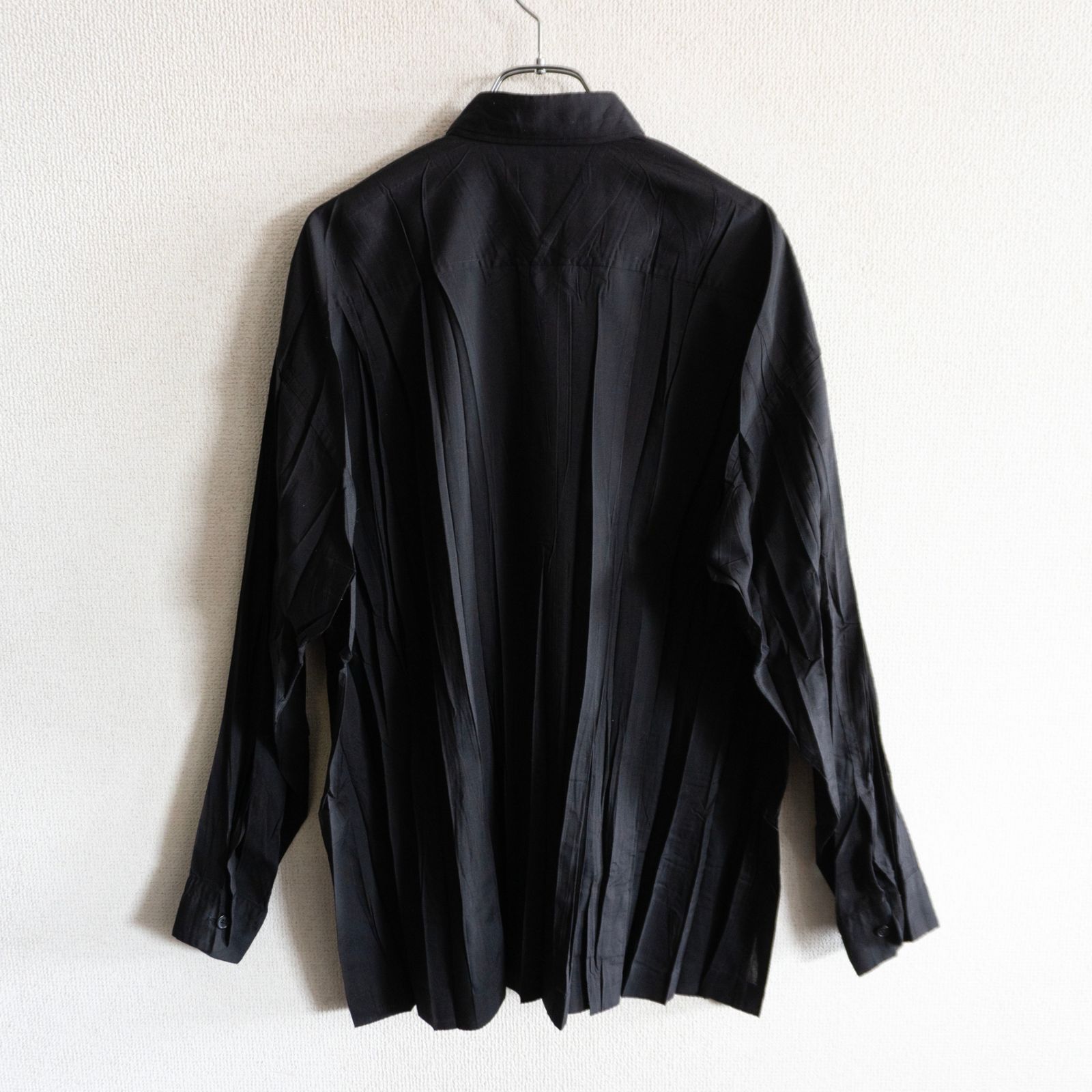 美品】ISSEY MIYAKE MEN【プリーツ加工 シャツ】 1 ブラック イッセイ