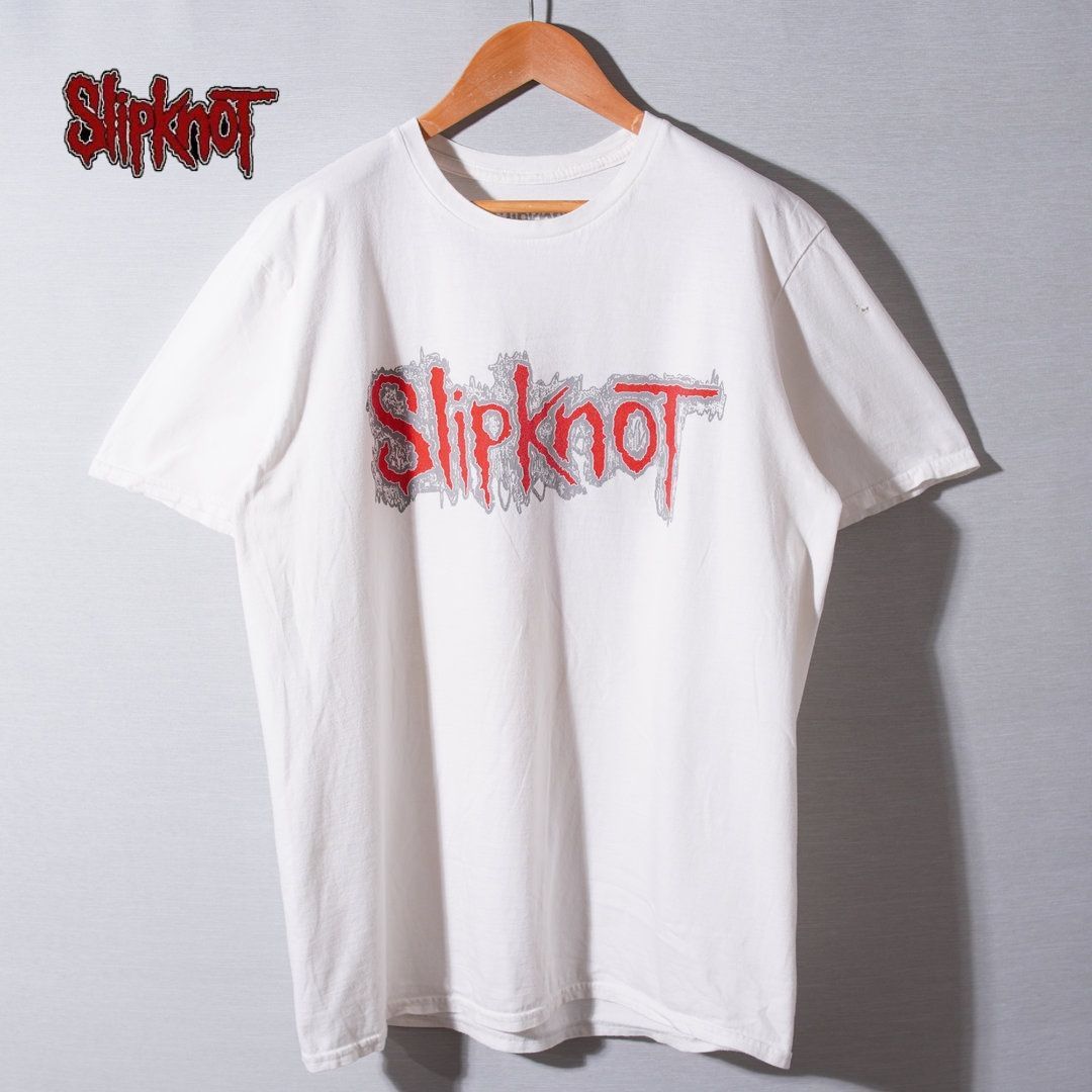 スリップノット Slipknot Tシャツ L ホワイト レッド 両面プリント