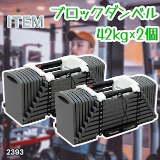 #2393 可変式 ブロック ダンベル 42kg 2個セット 簡単 重量 調整 可能 省スペース 収納可能 安心 安全 ロック機能 ※北海道、沖縄本島、沖縄の離島、その他離島へは別途配送料有り