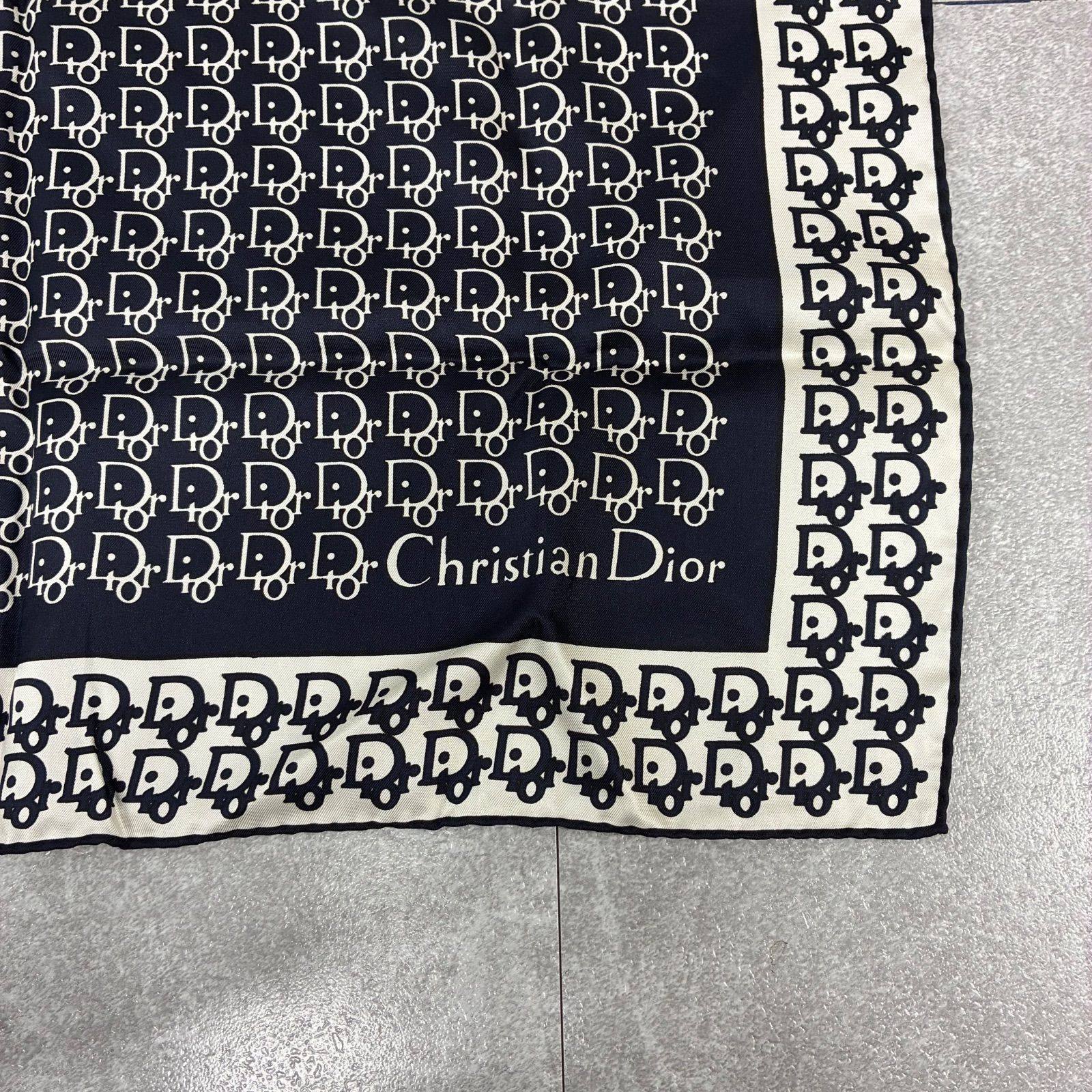 KT98 Dior ディオール トロッター柄 スカーフ ヴィンテージ ホワイト