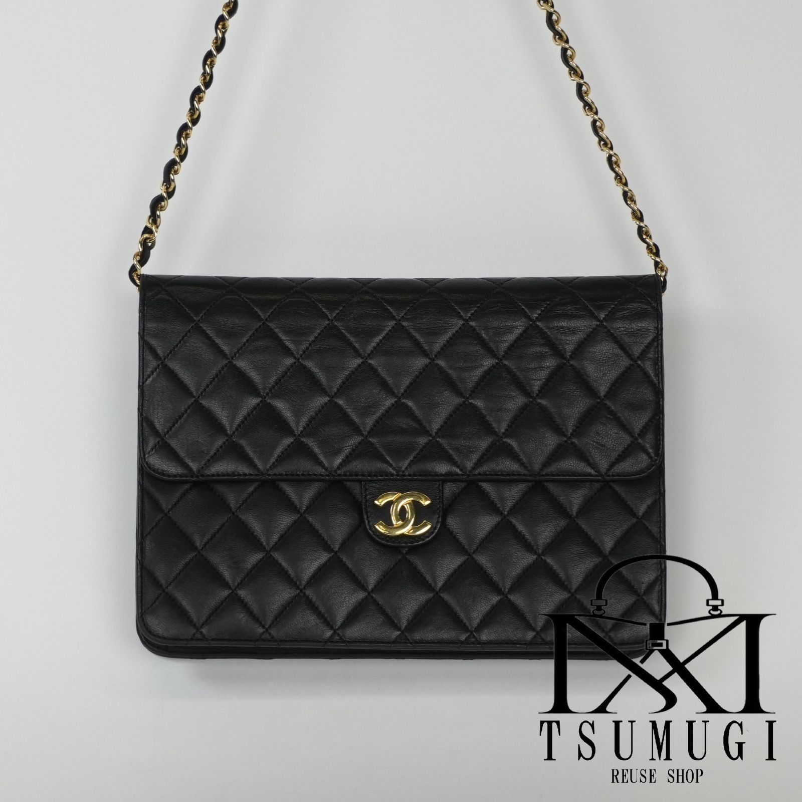 シャネル CHANEL ショルダーバッグ マトラッセ ブラック ラムスキン（羊革）チェーンショルダー ゴールド金具