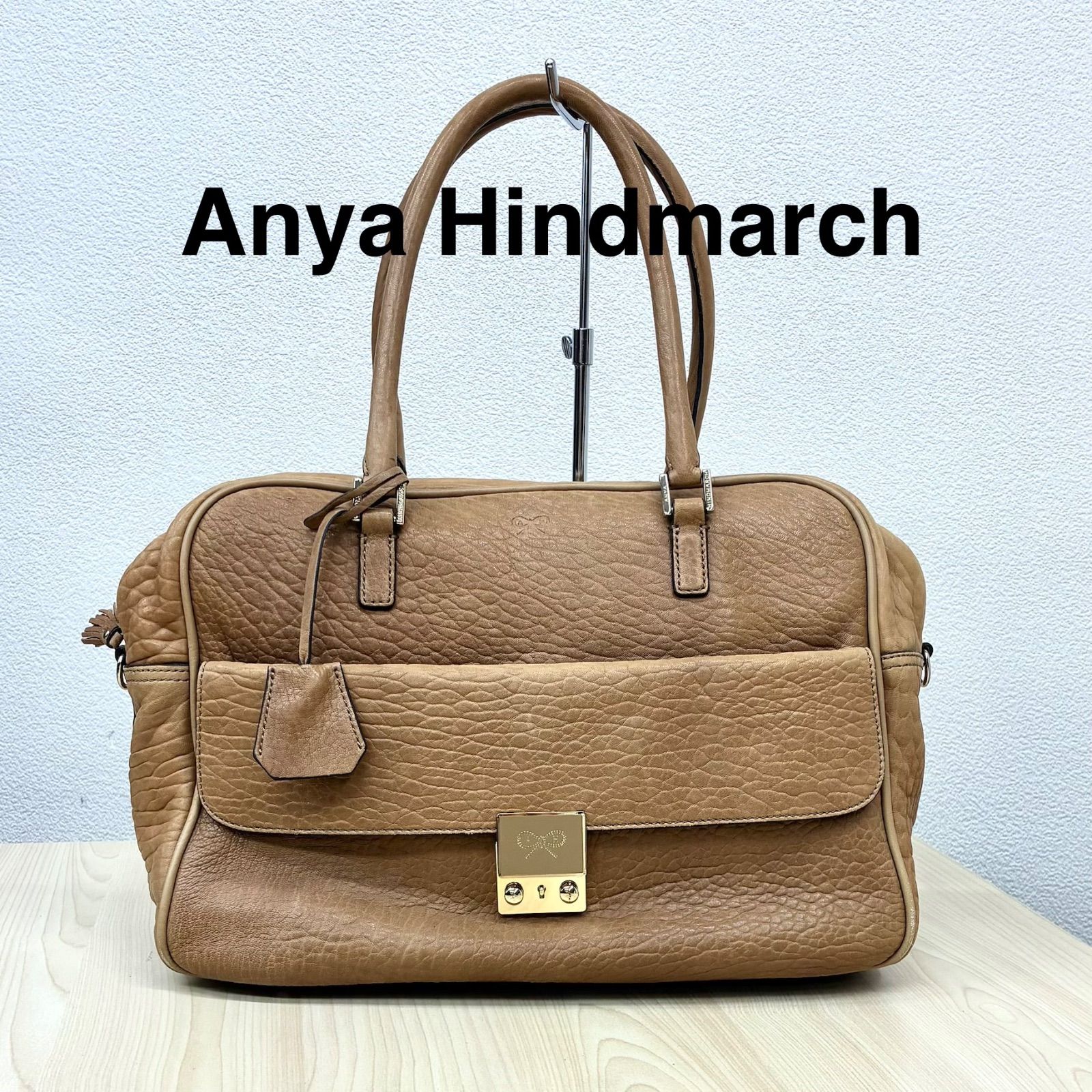 【アニヤハインドマーチ Anya Hindmarch】カーカー レザー2wayバッグ キャメル系 8,176円