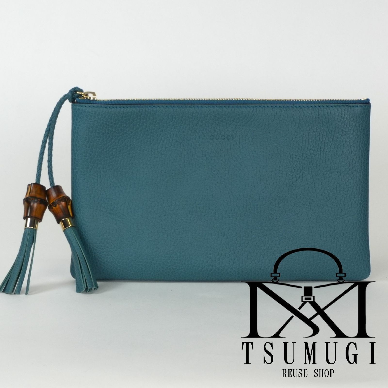 Gucci グッチ バンブー レザー クラッチバッグ ポーチ 449652 フリンジ タッセル