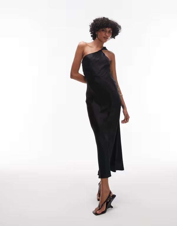 アンドアザーストーリーズ レディース トップス ワンピース ミディ サテン Other Stories one shoulder satin midi dress with twisted strap
