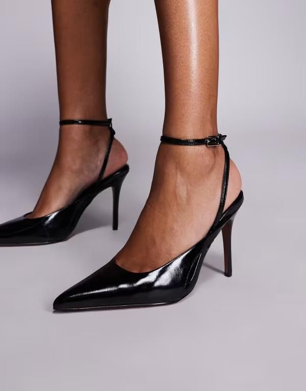 エイソス レディース シューズ パンプス カットアウト ヒール ASOS DESIGN Pamela cut out detail high heeled pumps Black ブラック