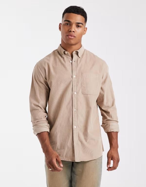 ジャック アンド ジョーンズ メンズ トップス シャツ Jack Jones cord shirt with pocket Crockery ベージュ