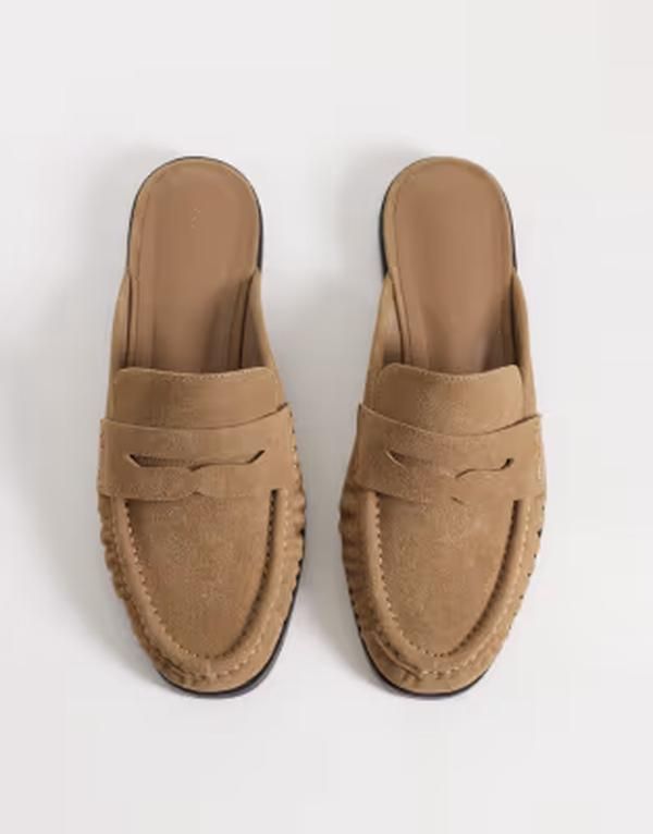 エイソス レディース シューズ スリッポン・ローファー ギャザー スエード ASOS DESIGN Mouse ruchedetailoafer mules in sand suedette Sand