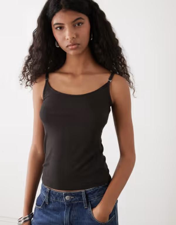 ウィークデイ レディース トップス タンクトップ Weekday tank top in dark brown ブラウン