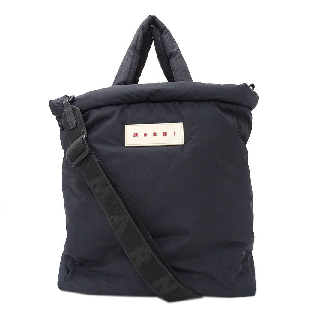 マルニ MARNI バッグ メンズ レディース ブランド トートバッグ ショルダーバッグ 2way ナイロン ブラック お出かけ 斜め掛け 大人 シンプル 大きめ 黒 【中古】