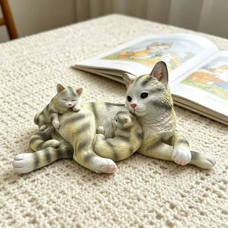 インテリア小物 猫 オーナメント 樹脂製 母 息子 フィギュア 癒やし系