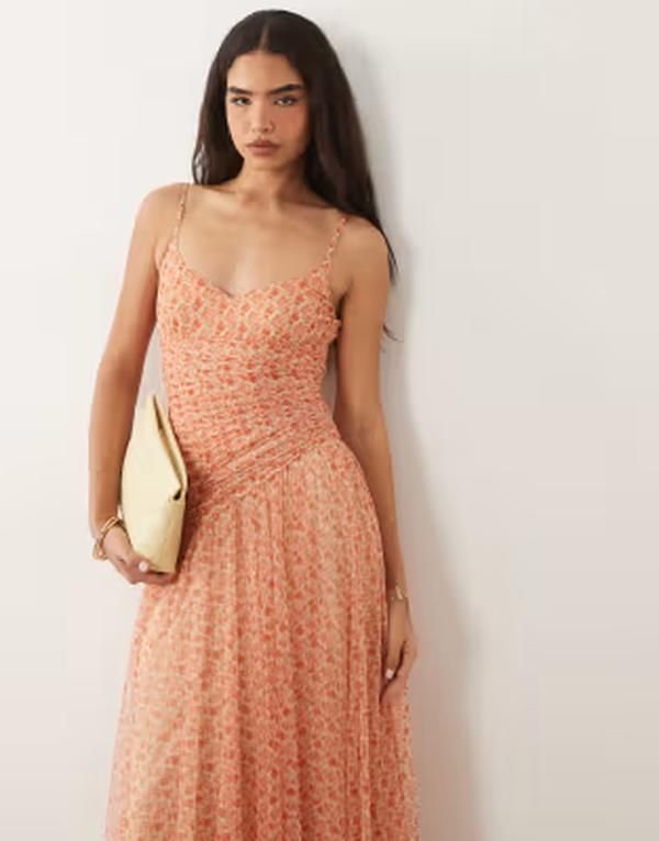 レース アンド ビーズ レディース トップス ワンピース アシンメトリー プラスサイズ プリント ギャザー マキシ Lace Beads Plus cami ruched asymmetric bod