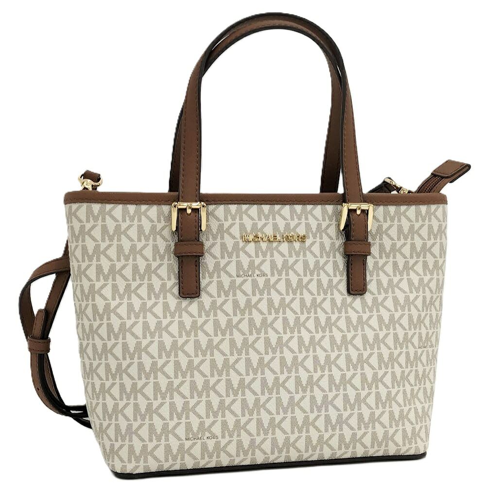 MICHAEL KORS 2WAYショルダーバッグ PVC レザー ホワイト系 ブラウン系