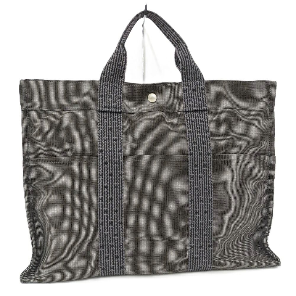 HERMES エールライン トートMM トートバッグ キャンバス グレー系 シルバー金具 22,209円