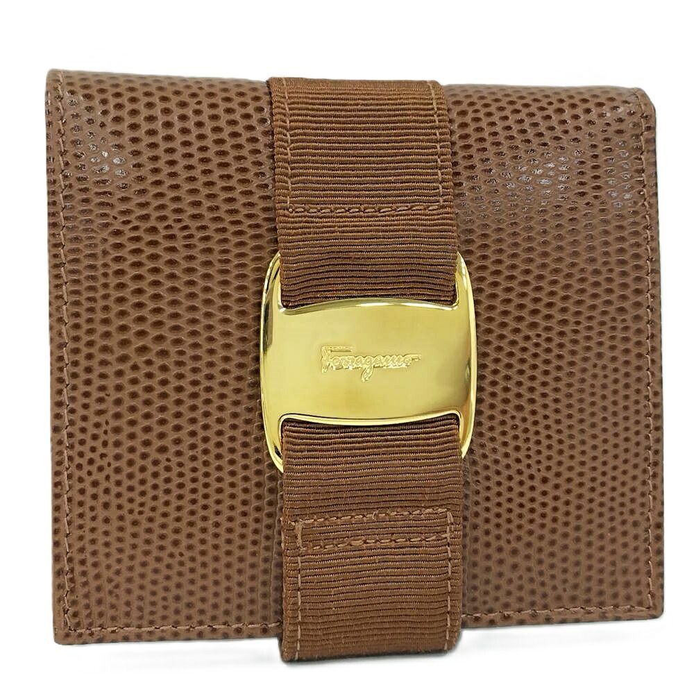 Salvatore Ferragamo ヴァラ 二つ折り財布 レザー ブラウン