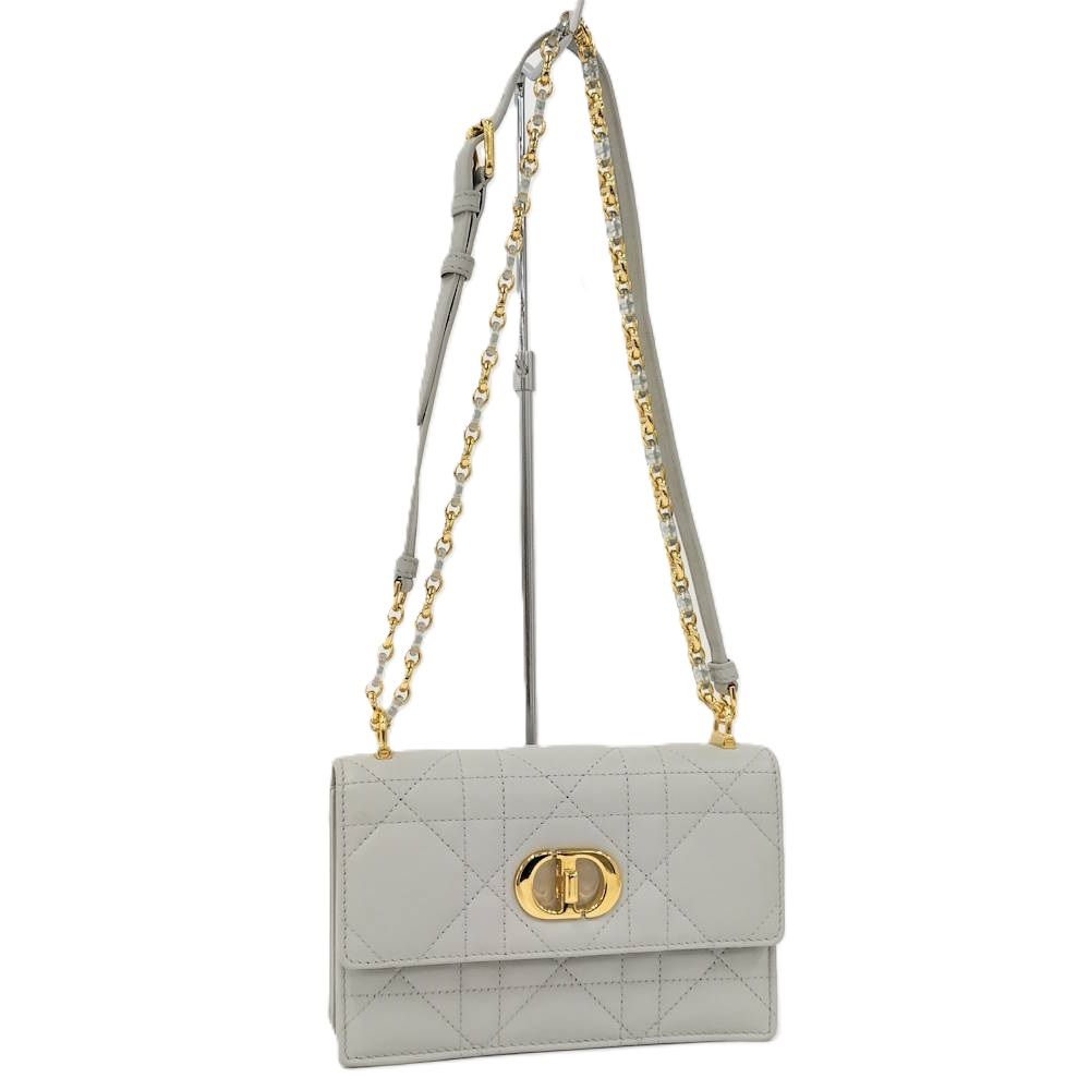 Dior ミスカロ ミニバッグ マクロカナージュ ショルダーバッグ ラムスキン ライトグレー系 S5169UDA
